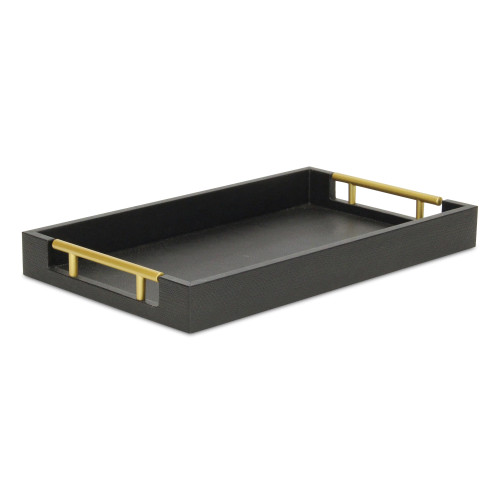 Faux Snakeskin Rectangular Tray - 15.75" - Black and Gold - IMAGE 1