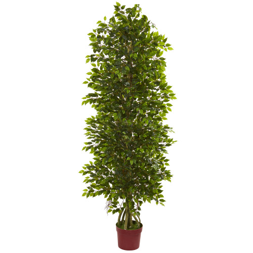 6' Artificial Four Tier Outdoor Potted Mini Ficus Tree - IMAGE 1