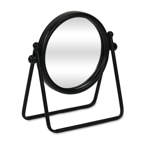 Round Swivel Metal Table Mirror - 9.75" - Black - IMAGE 1