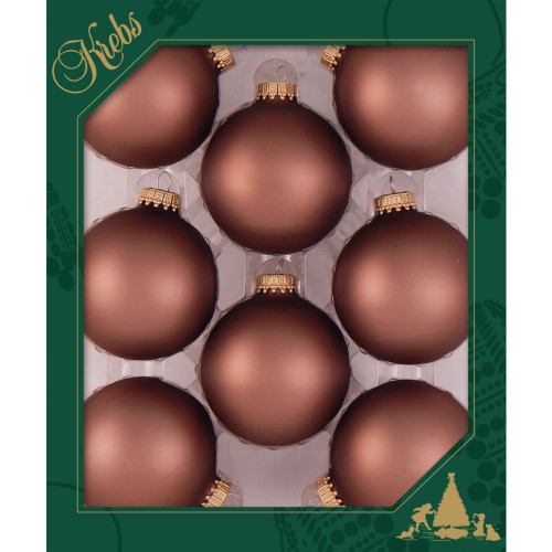 8ct Coconut Brown Matte Christmas Glass Ball Ornaments 2.5" (67mm) - IMAGE 1