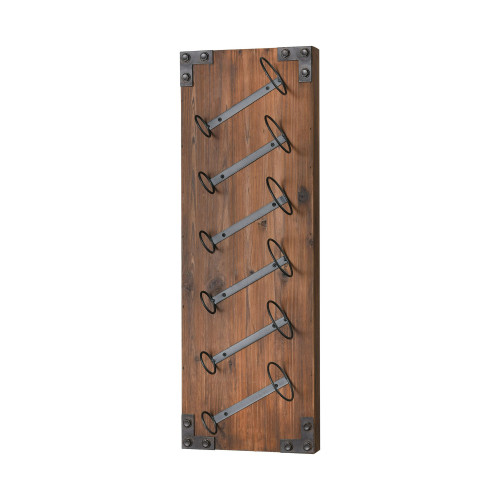 Wall Mounted Wine Bottle Holder - 38" - Brown - IMAGE 1