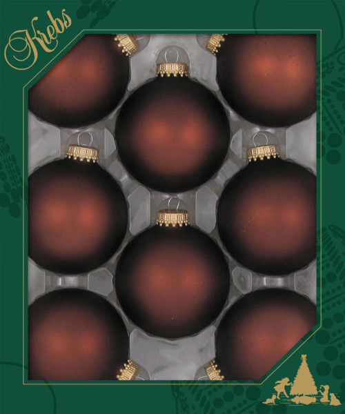 Matte Christmas Glass Ball Ornaments - 2.5" (67mm) - Mustang Brown - 8ct - IMAGE 1