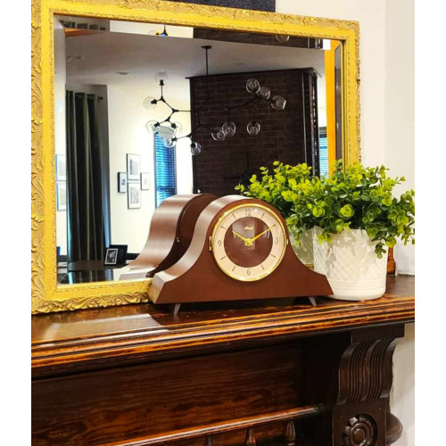 Vintage Style Quartz Chime Mantel Clock - 12" - Walnut Brown - IMAGE 1