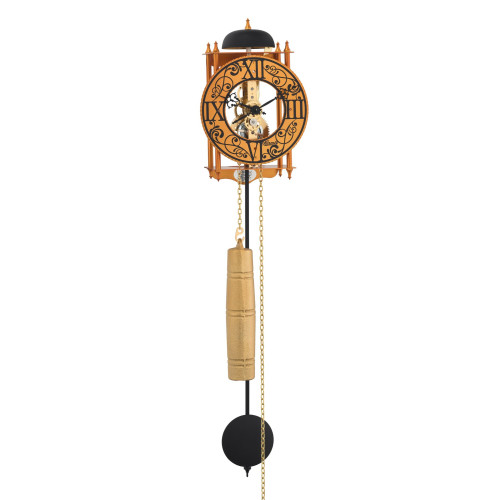 Skeleton Pendulum Wall Clock - 24" - Orange and Black - IMAGE 1
