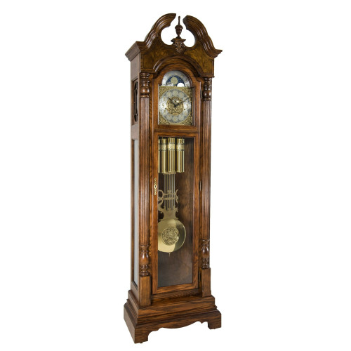 Triple Chime Mechanical Grandfather Clock - 86" - Oak Finish - IMAGE 1