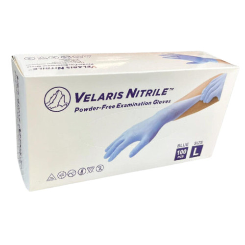 Velaris Disposable Powder Free Nitrile Gloves - Size Large - Blue - 100ct - IMAGE 1