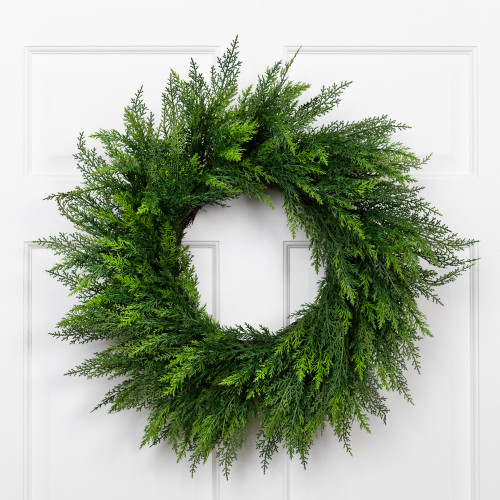 Cedar Artificial Christmas Wreath - 24" - Unlit - IMAGE 1