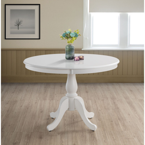 Solid Round Top Pedestal Dining Table - 42" - White - IMAGE 1