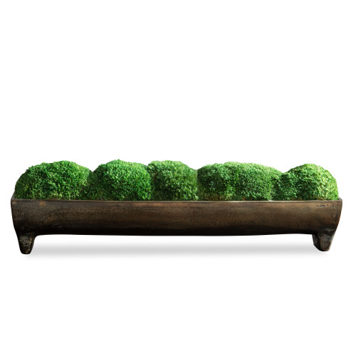 Artificial Moss Centerpiece with Footed Tray - 17" - Green and Brown - IMAGE 1