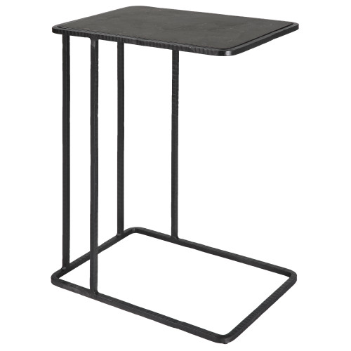 Pull Up Side Accent End Table with Bluestone Top - 24" - Black - IMAGE 1