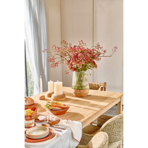 Large Round Mango Wood Pillar Candle Holder - 6.5" - Natural - IMAGE 1