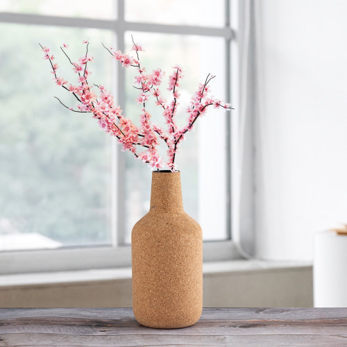 Large Cork Wrapped Bottle Vase - 13" - Beige - IMAGE 1