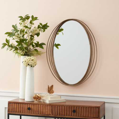 Oval Framed Wall Mirror - 30.5" - Brushed Copper - IMAGE 1