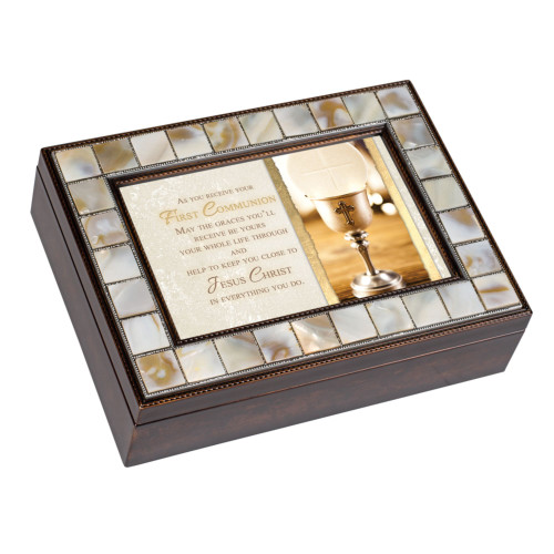 You Receive First Communion Keepsake Music Box - 8" - Gray - IMAGE 1