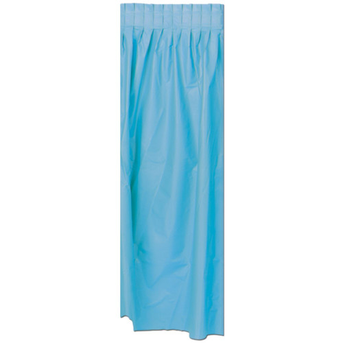 Pleated Disposable Picnic Party Table Skirts - 29' - Blue- Pack of 6 - IMAGE 1