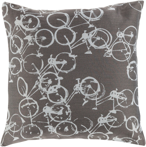18" Gray and White Crazed Cycles Printed Square Throw Pillow - IMAGE 1