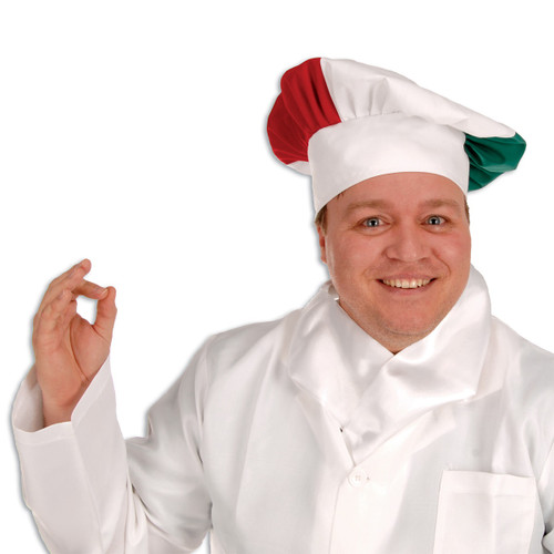 Pack of 12 Red, White and Green Oversized Costume Chef's Hats - IMAGE 1