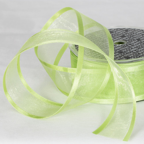 Lime Green Solid Edged Craft Ribbon 0.5" x 30 Yards - IMAGE 1