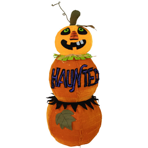 Lighted Haunted Jack-O-Lantern Halloween Decoration - 38" - Orange - IMAGE 1