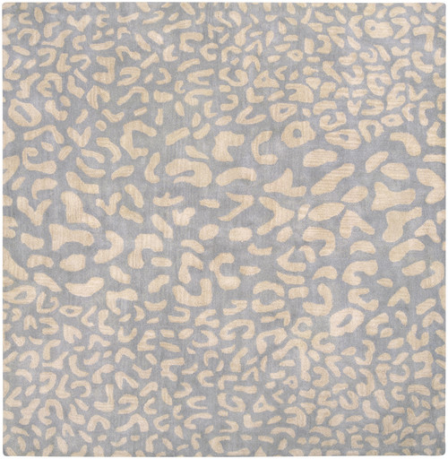 6' x 6' Gray and Beige Hand-Crafted Square Area Throw Rug - IMAGE 1