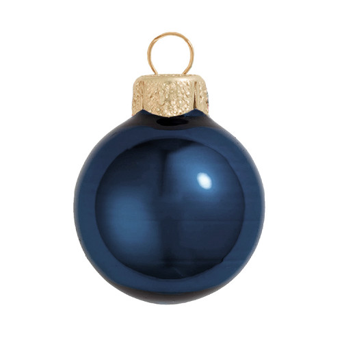 Midnight Blue Pearl Finish Glass Christmas Ball Ornament - 7" (180mm) - IMAGE 1