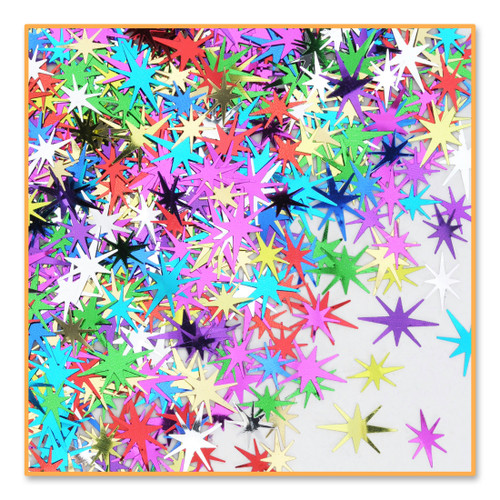 Pack of 6 Vibrantly Colored Starburst New Year Themed Confetti Bags 0.5 oz. - IMAGE 1