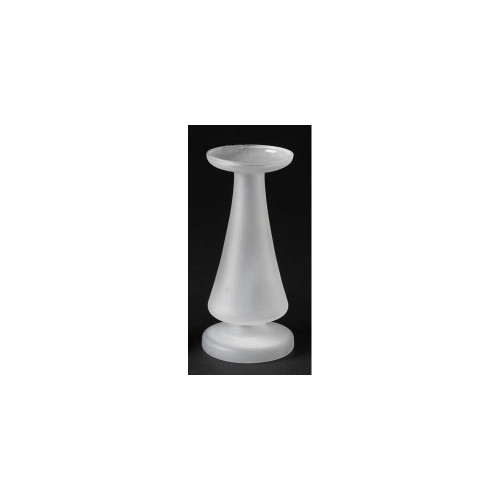 9" Contemporary Sleek White Frosted Glass Pillar Candle Holder - IMAGE 1