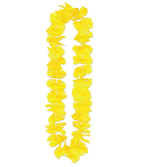 Club Pack of 12 Hawaiian Luau Yellow Tropical Beach Party Flower Lei Necklaces 36" - IMAGE 1