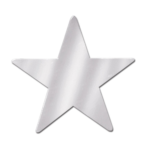 Club Pack of 72 Starry Night Themed Silver Metallic Foil Star Cutout Party Decorations 5" - IMAGE 1