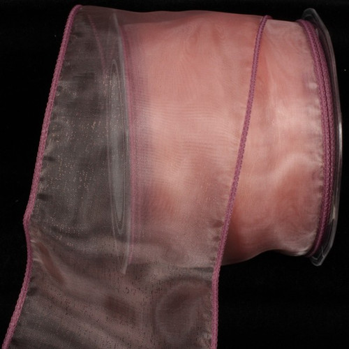 Dusty Pink Sheer Solid Wired Craft Ribbon 3" x 27 Yards - IMAGE 1