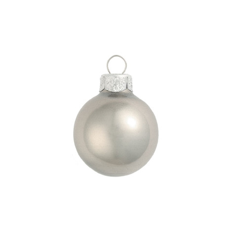 Pearl Finish Glass Christmas Ball Ornaments - 2" (50mm) - Silver - 28ct - IMAGE 1