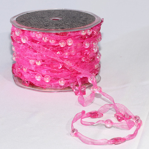 Offray Ruban de tulle pour loisirs créatifs, 15,2 cm par bobine de 22,9 m, rose français