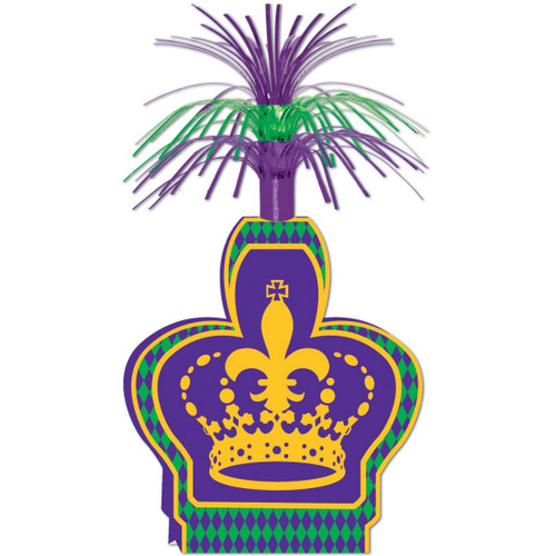 Club Pack of 12 Purple and Yellow Mardi Gras Party Crown Table Centerpiece Decors 15" - IMAGE 1