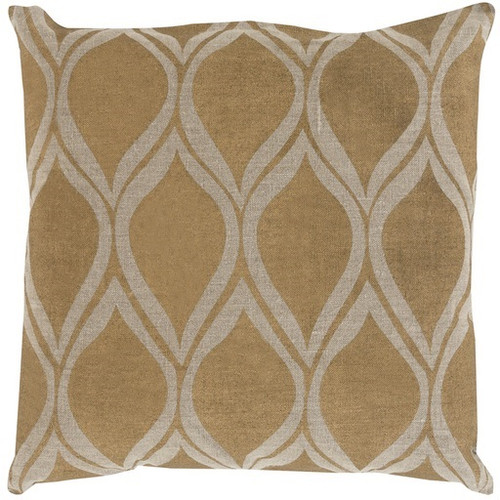 18" Gold and Brown Contemporary Square Throw Pillow - Down Filler - IMAGE 1