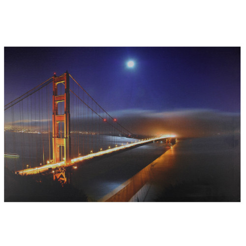 LED Lighted Famous San Francisco Golden Gate Bridge Canvas Wall Art 15.75" x 23.5" - IMAGE 1