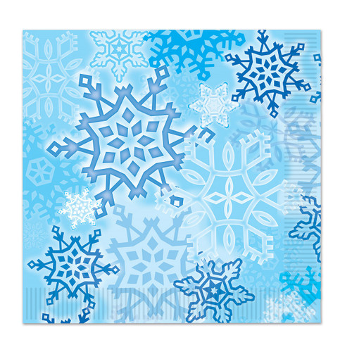 Club Pack of 192 White and Blue Snowflake 2-Ply Christmas Disposable Luncheon Napkins 6.5" - IMAGE 1