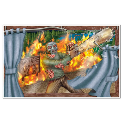 Chainsaw Zombie Halloween Wall Panel - 62" - Club Pack of 6 - Multicolor - IMAGE 1