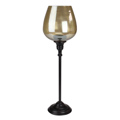 16.25" Decorative Large Golden Luster Brown Stemmed Votive Candle Holder - IMAGE 1