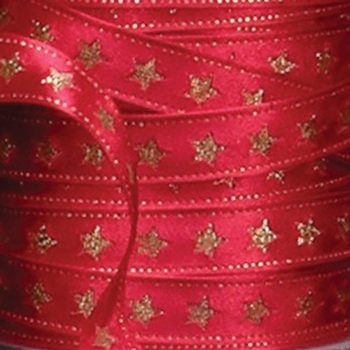 Red with Gold Wired Craft Ribbon 0.5" x 54 Yards - IMAGE 1