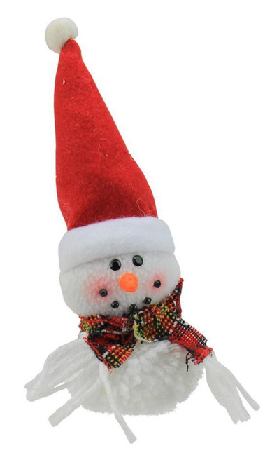 8" Red and White Snowman with Santa Hat Christmas Ornament - IMAGE 1