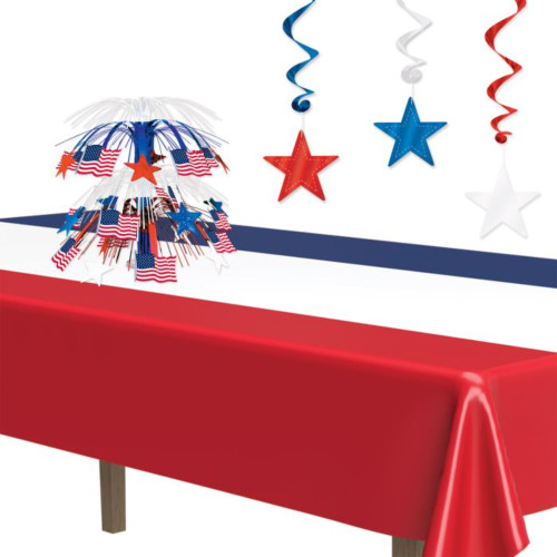 Club Pack of 12 Patriotic Rectangle Tablecovers 54" x 108" - IMAGE 1