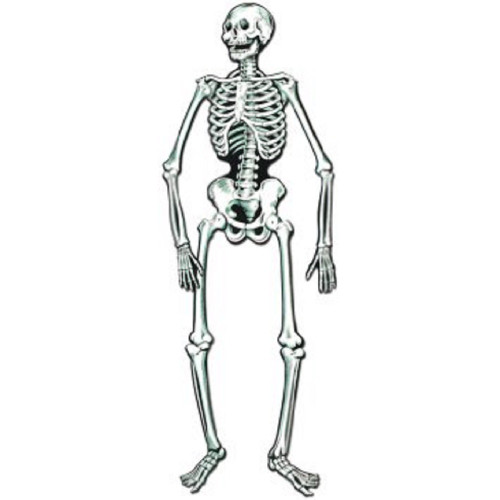 Club Pack of 48 White and Black Jointed Skeleton Halloween Hanging Decorations 22" - IMAGE 1