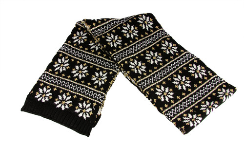 60" Unisex Black Jacquard Knit Winter Scarf - IMAGE 1