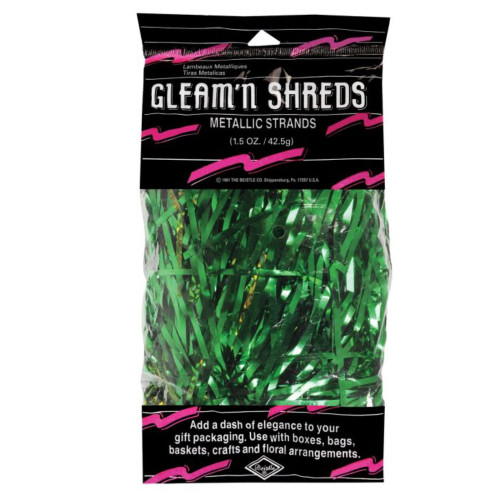 Gleam n Shreds Metallic Strands Party Decorations - 1.5 oz - Green - Pack of 12 - IMAGE 1