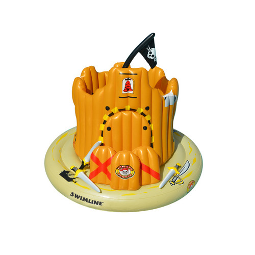 Inflatable Orange Pirate Castle Adventure Swimming Float, 82-Inch - IMAGE 1