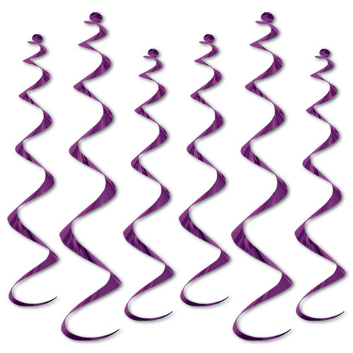 Club Pack of 36 Purple Twirl Whirly Hanging Decorations 36" - IMAGE 1