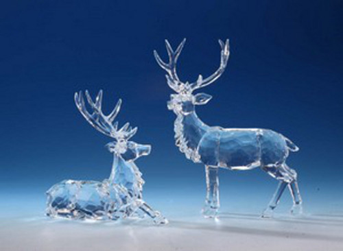 Set of 4 Icy Clear Decorative Caribou Table Top Figurines 9.5" - IMAGE 1