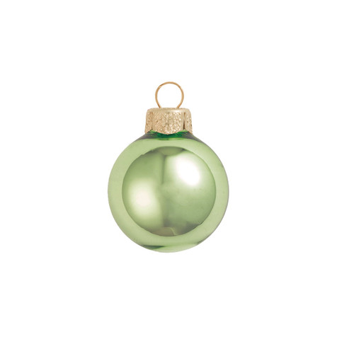 40ct Lime Green Shiny Finish Glass Christmas Ball Ornaments 1.25" (30mm) - IMAGE 1