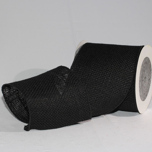 Black Burlap Edge Wire Craft Ribbon 5" x 10 Yards - IMAGE 1