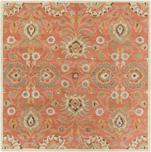 9.75' x 9.75' Tawny Brown and Blue Hand Tufted Square Wool Area Throw Rug - IMAGE 1
